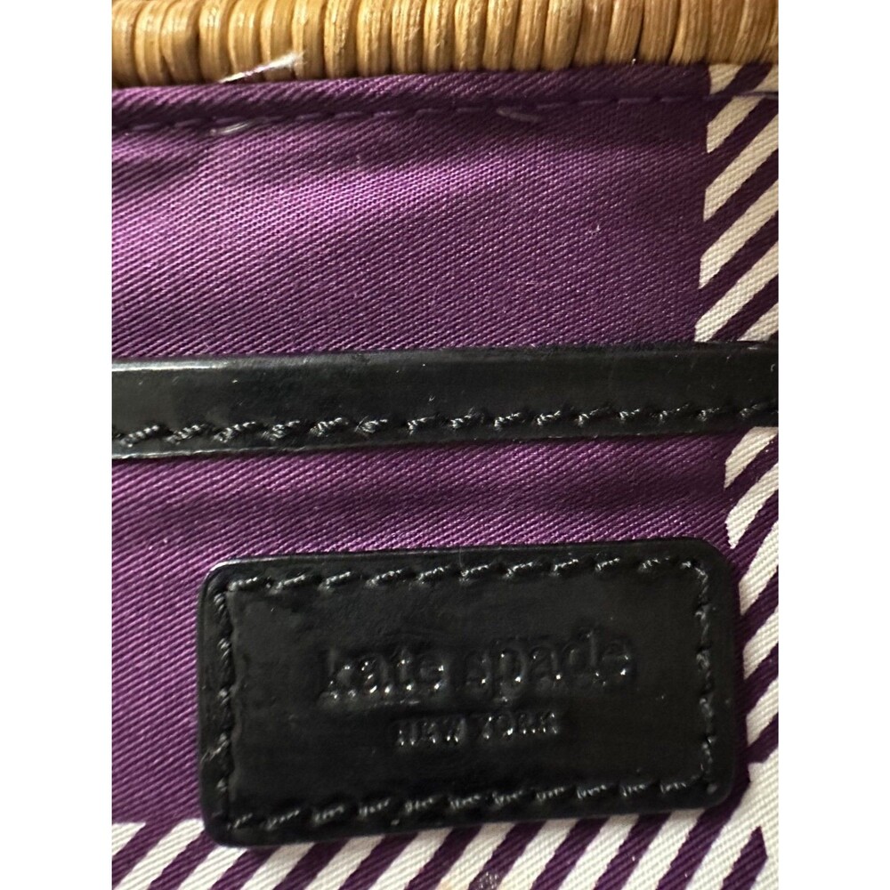 Kate Spade Wicker Rattan Clutch Black Patent Trim - Picture 6 of 7